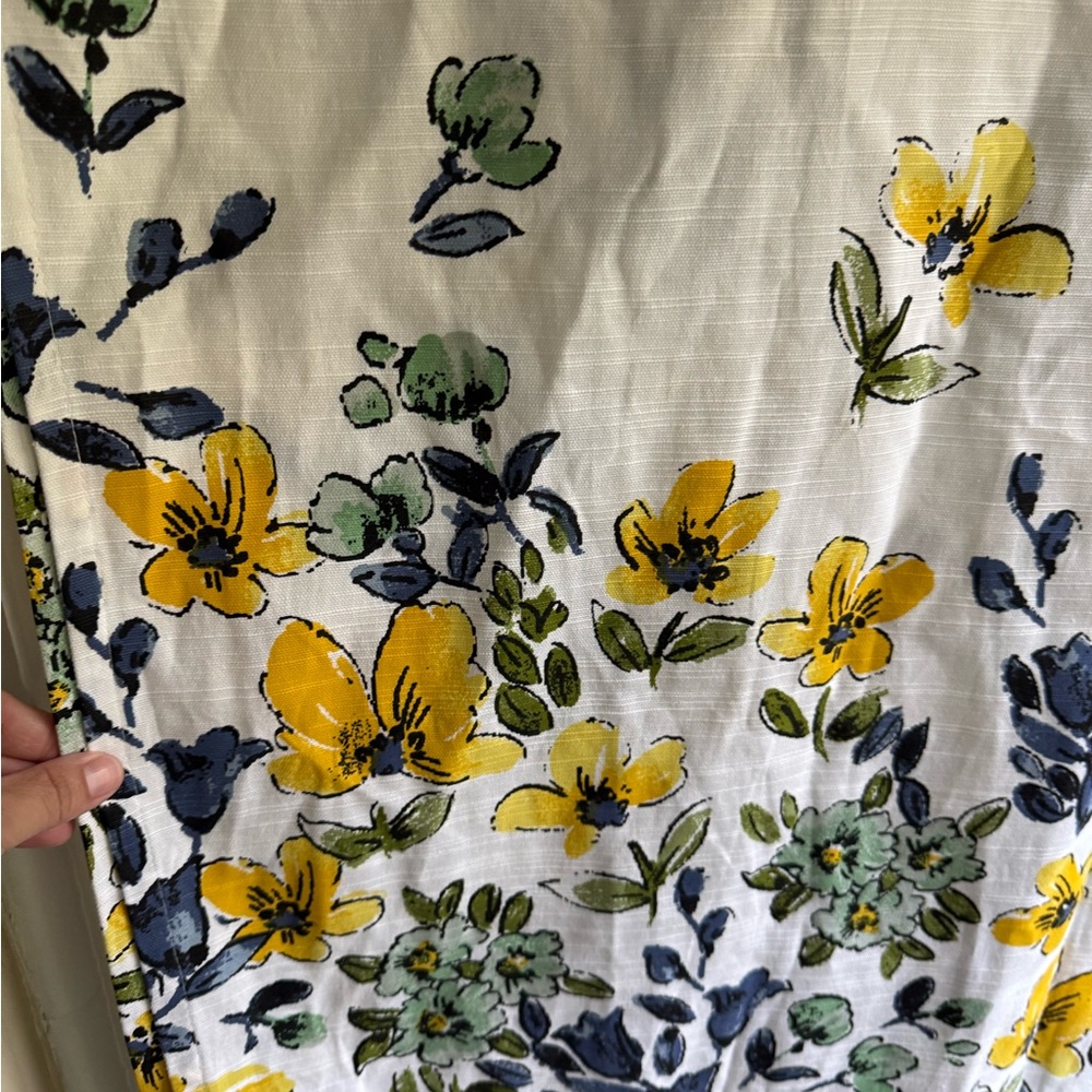 Yellow & Navy Floral Cotton Dress Skirt